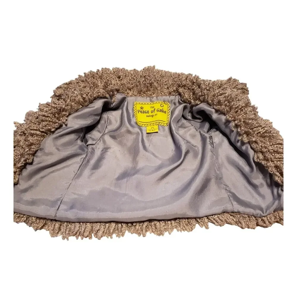 Piece Of Cake Toddler Faux Fur Jacket XS Brown Y2K 2000s Teddy Bear Cozy Coat